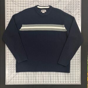 Aeropostale Men's Navy Sweater with White Stripe - Vintage 2000s - Y2K